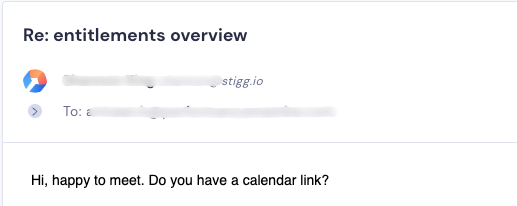 Email reply expressing happiness to meet and asking for a calendar link