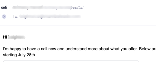 Email reply happy to have a call now to understand more